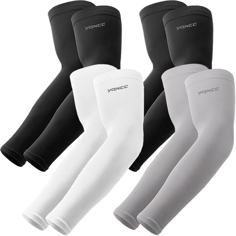 YQXCC 4 Pairs Arm Sleeves, Cooling UV Sun Protection Sports Compression Sleeves for Men Women, Golf Basketball Arm Sleeves - Image 1